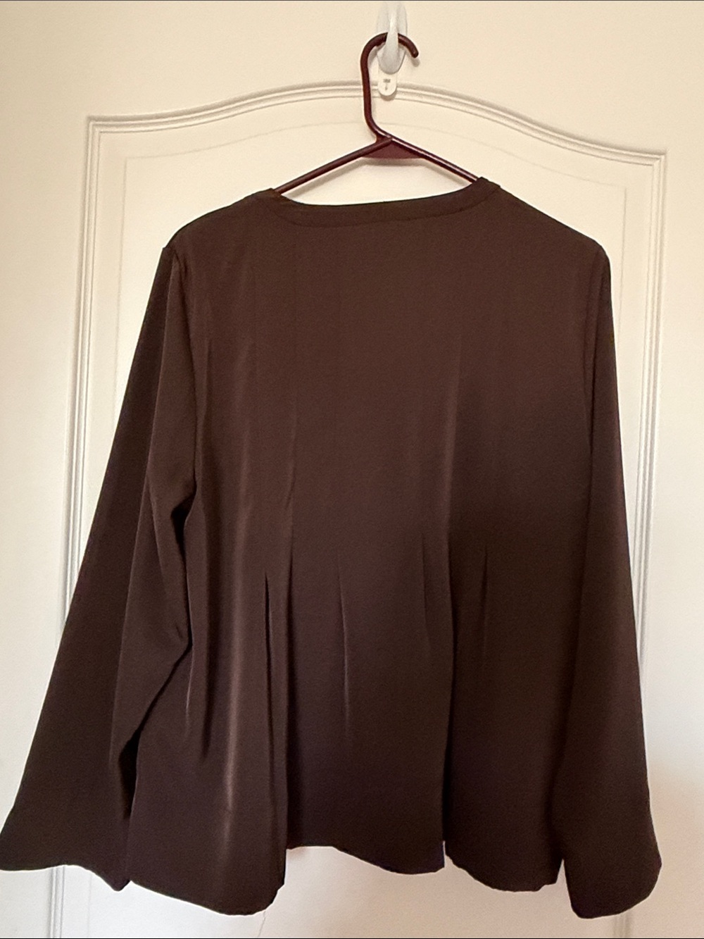 Banana Republic Chocolate Brown Long-Sleeve Split-Neck Blouse - Picture 5 of 6